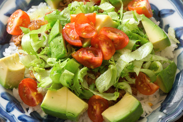 野菜とひき肉にタコライス