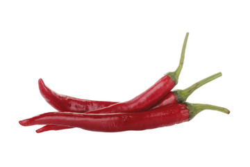 heap of red hot chili pepper isolated on white background