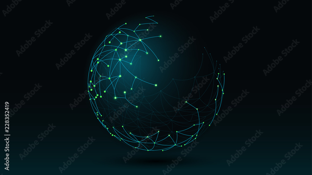 Poster futuristic globe data network elements abstract background