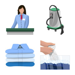 Isolated object of laundry and clean sign. Collection of laundry and clothes stock vector illustration.