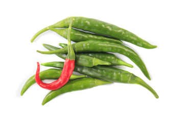 heap of chili pepper isolated on white background