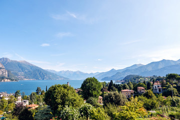 Lake Como with mountains from town view