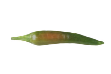 green-orange chili pepper isolated on white background