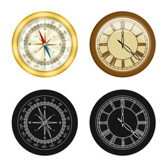 Vector design of clock and time icon. Collection of clock and circle stock symbol for web.