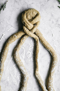 Rosemary, garlic, and olive oil plaited rye bread