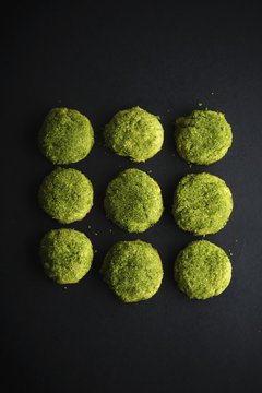 Overhead view of matcha cookies
