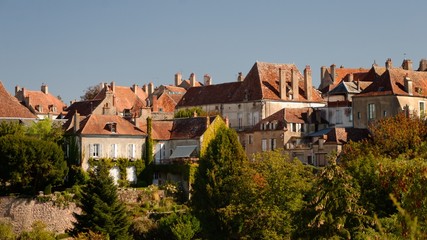 Houses of a medieval town in french Burgundy