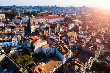Obraz premium Aerial view the old city center of Porto, Portugal.