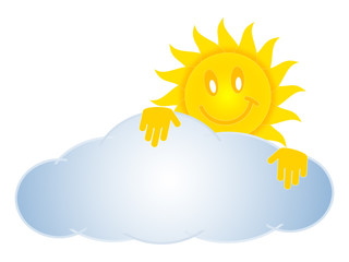 Symbolic image of the sun and cloud on a white background