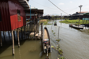 Canal en el lago Inle en Myanmar.