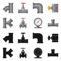 Isolated object of pipe and tube logo. Set of pipe and pipeline stock vector illustration.