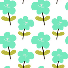 Seamless pattern in scandinavian style with flowers. Vector illustration.
