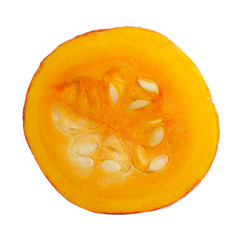 half of pumpkin isolated on white background