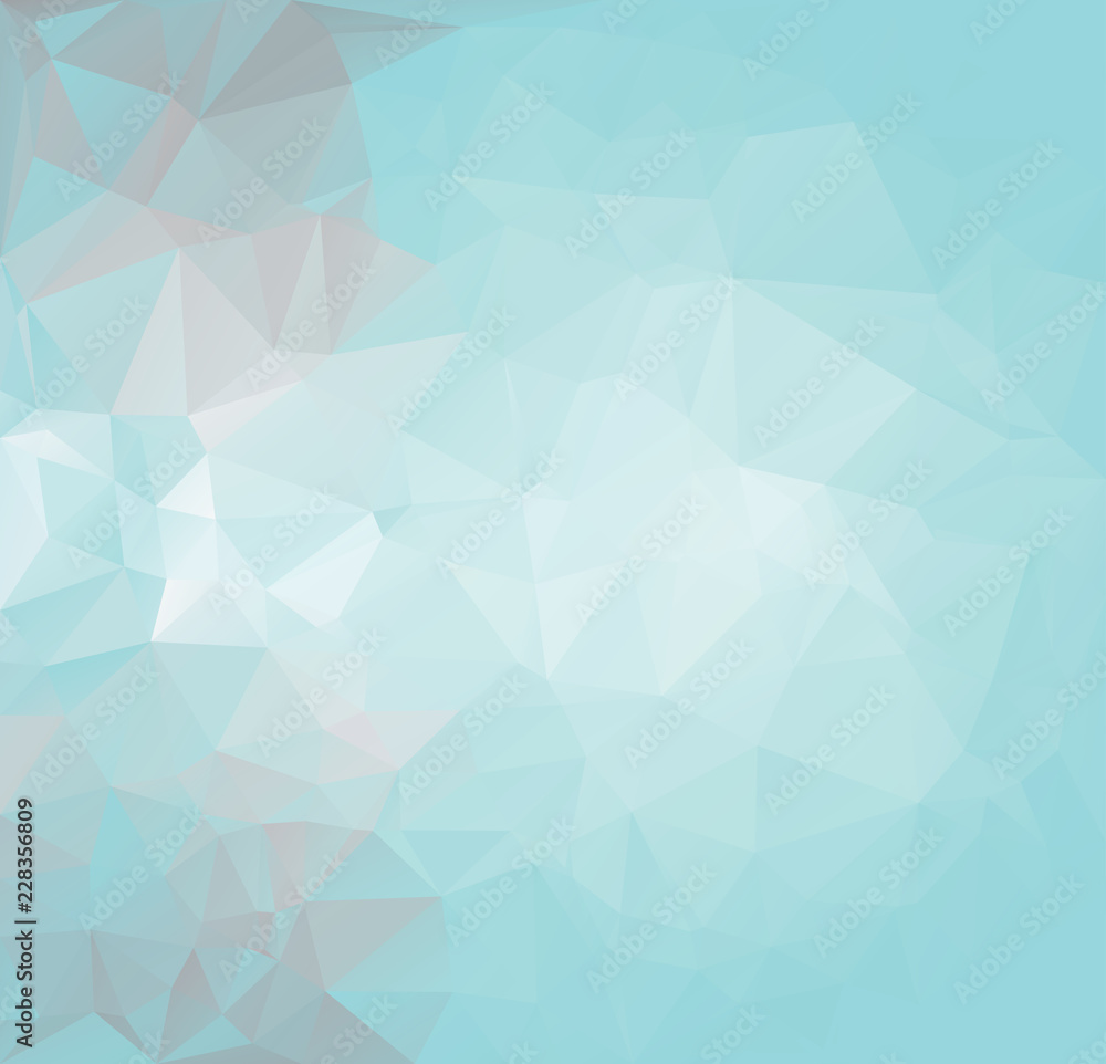 Wall mural low poly geometric blue ice texture triangular polygonal background with copy space