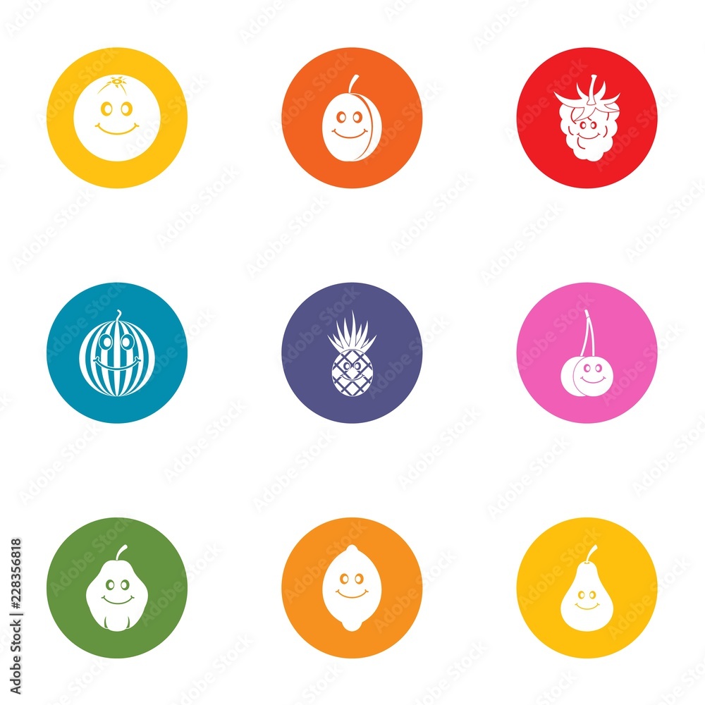 Poster cantaloupe icons set. flat set of 9 cantaloupe vector icons for web isolated on white background