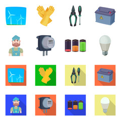 Isolated object of electricity and electric icon. Set of electricity and energy vector icon for stock.