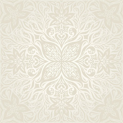 Wedding Floral decorative vintage Background Ecru Bege pale Flowers wallpaper pattern mandala design