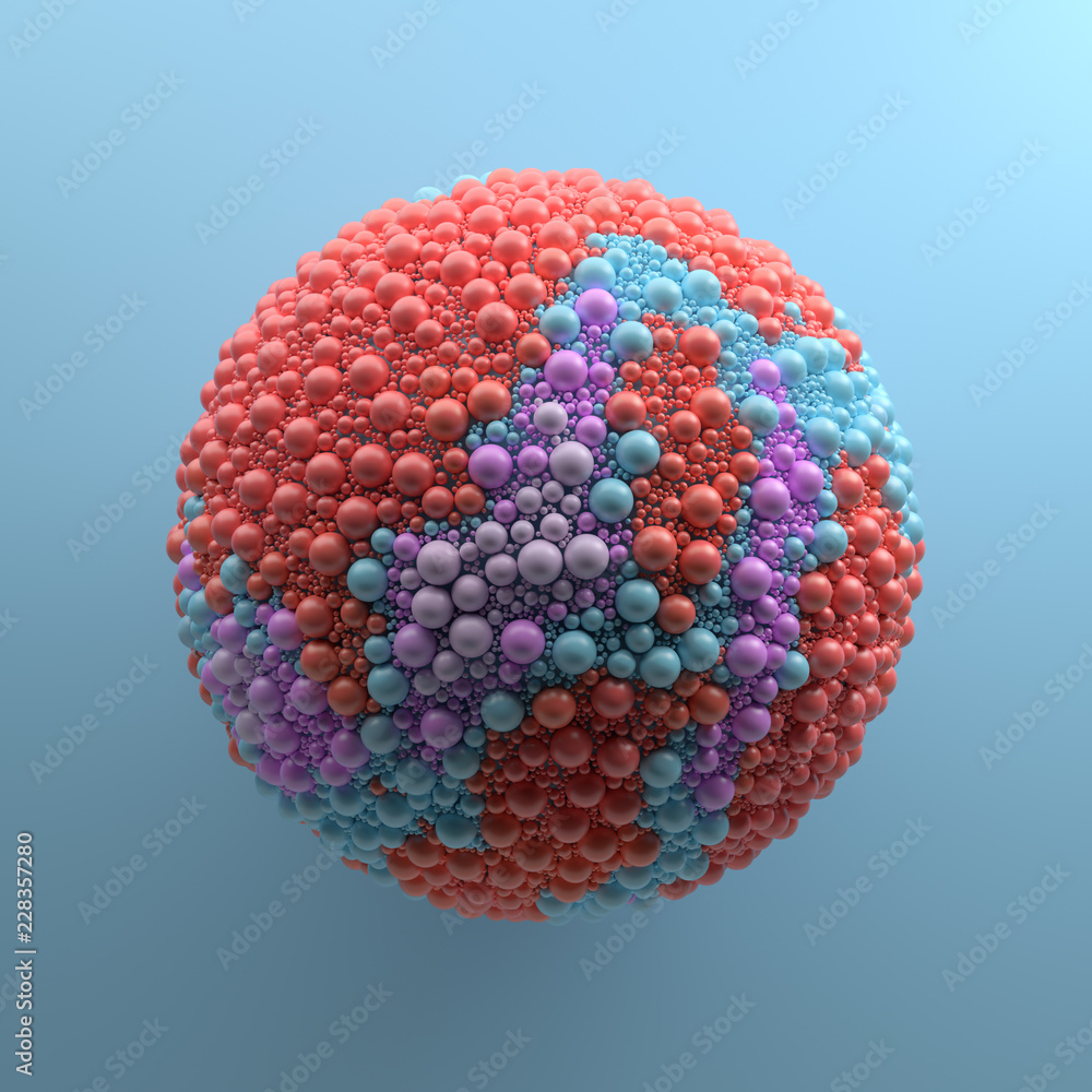 Poster 3d render abstract background with simple geometry made of sphere primitives. pop and trendy vibrant
