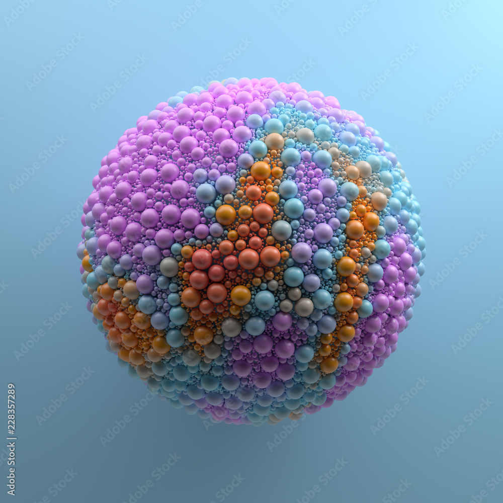 Poster 3d render abstract background with simple geometry made of sphere primitives. pop and trendy vibrant