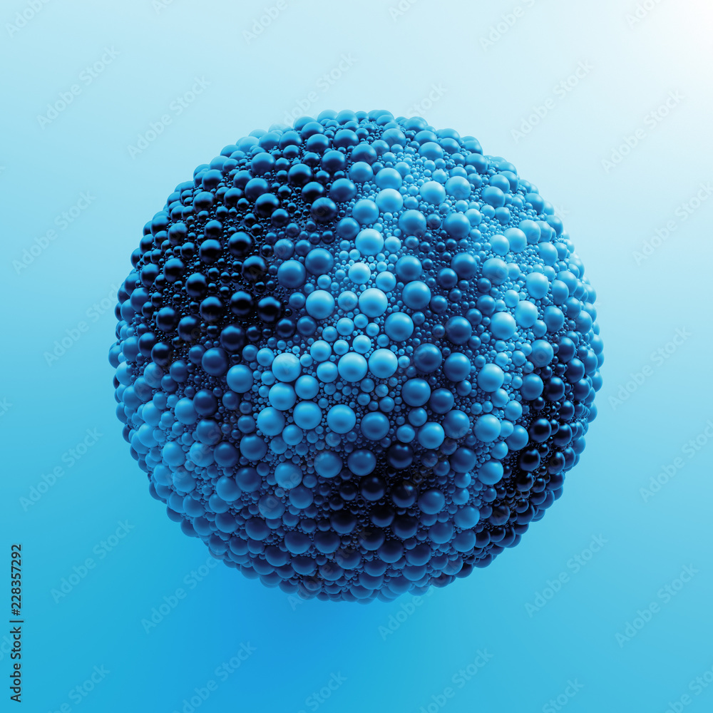 Poster 3d render abstract background with simple geometry made of sphere primitives. ..