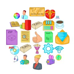 Aggressive marketing icons set. Cartoon set of 25 aggressive marketing vector icons for web isolated on white background