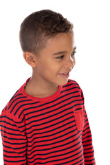 Beautiful latin child with red striped shirt