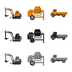 Vector illustration of build and construction symbol. Set of build and machinery stock vector illustration.