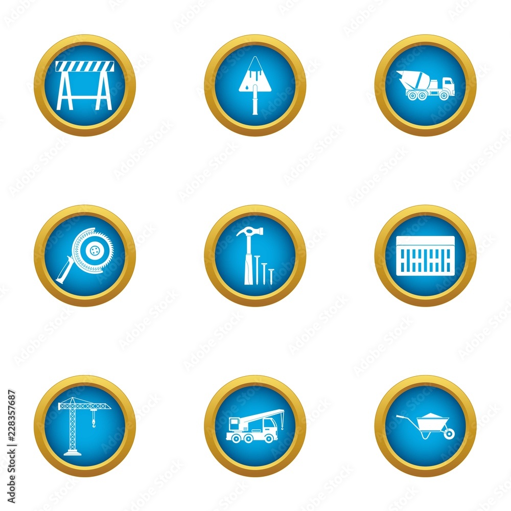 Poster fabrication icons set. flat set of 9 fabrication vector icons for web isolated on white background