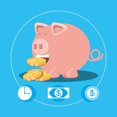 saving piggy and coins isolated icon