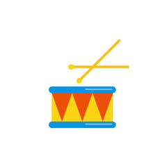 Drum baby toy in flat design. Vector cartoon illustration.