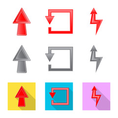 Isolated object of element and arrow sign. Set of element and direction vector icon for stock.