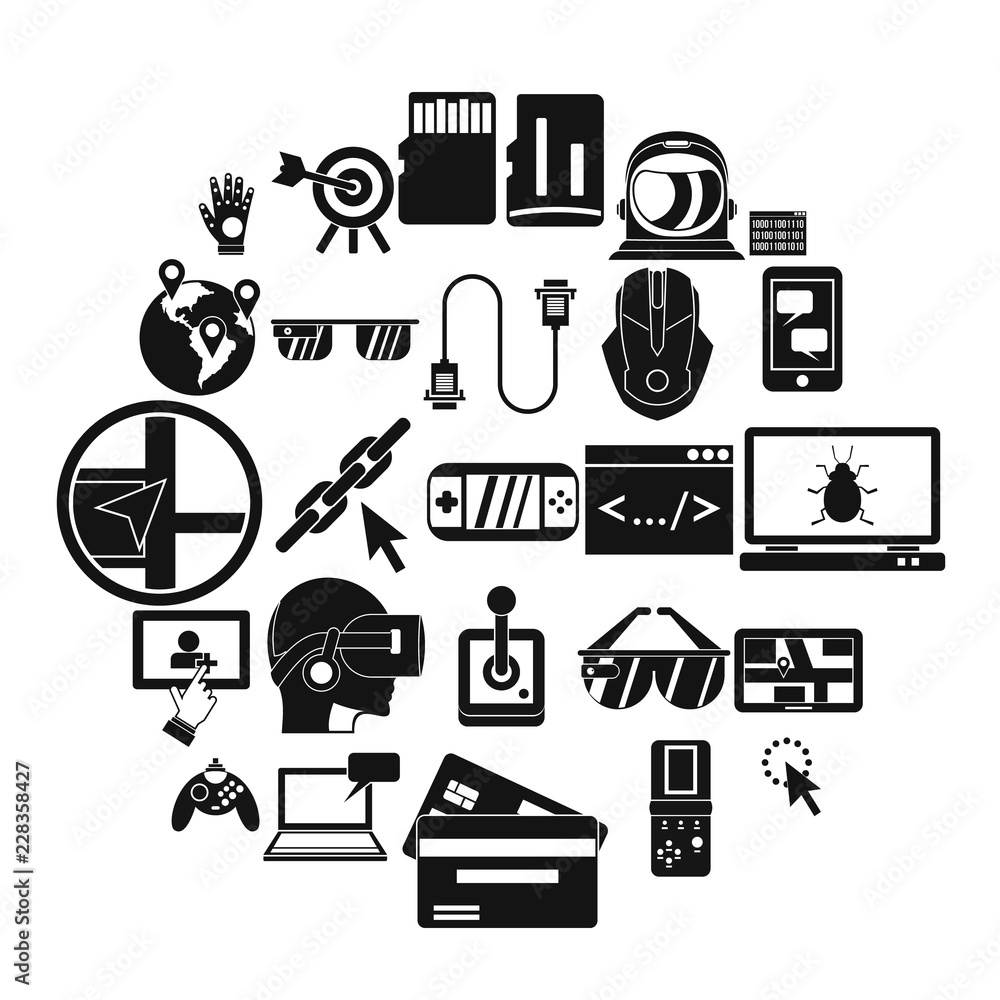 Aufkleber vr icons set. simple set of 25 vr vector icons for web isolated on white background