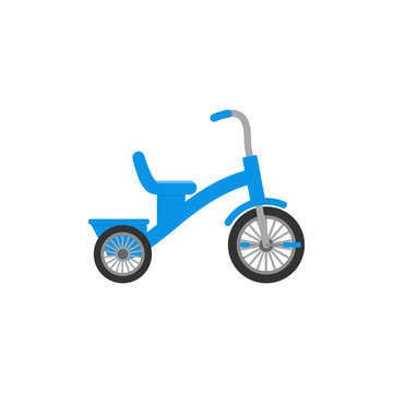 Tricycle Baby Toy In Flat Design. Vector Cartoon Illustration.