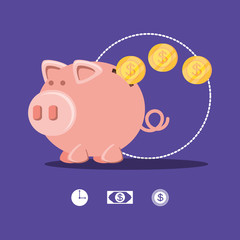 saving piggy and coins isolated icon