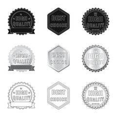 Isolated object of emblem and badge logo. Set of emblem and sticker stock vector illustration.