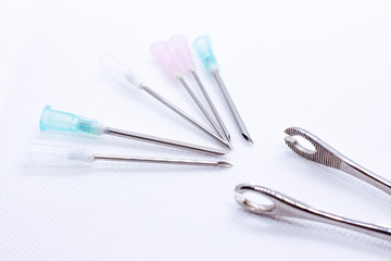 Cannula. Isolated on white of medical needle. Macro shot 