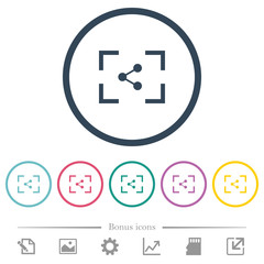 Fototapeta premium Camera share image flat color icons in round outlines