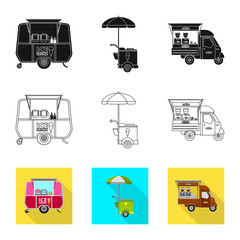 Vector design of market and exterior sign. Set of market and food vector icon for stock.