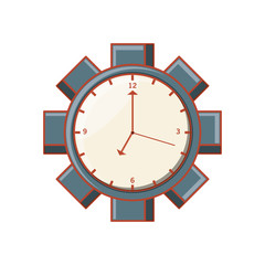 clock of wall with gear shape isolated icon