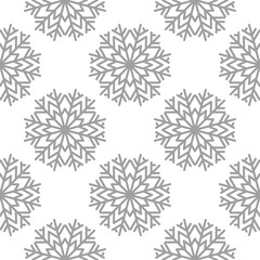 Snowflakes. Seamless pattern. White and gray winter ornament