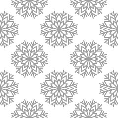 Snowflakes. Seamless pattern. White and gray winter ornament