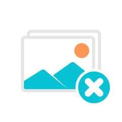 Image Gallery Icon Symbol. Vector Illustration of Image, Photo and Album Meaning Concept with cancel sign. Picture Icon and close, delete, remove symbol