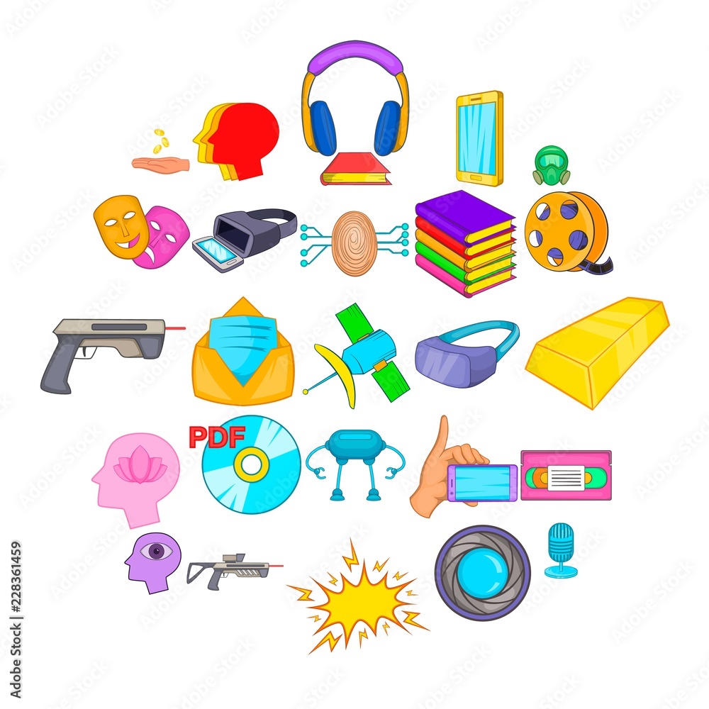 Aufkleber video game icons set. cartoon set of 25 video game vector icons for web isolated on white background