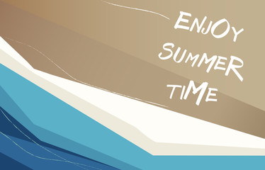 Obraz premium Big ocean wave and tropical island.Vector blue background