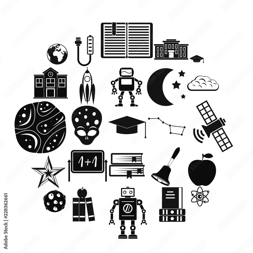 Poster space exploration icons set. simple set of 25 space exploration vector icons for web isolated on whi