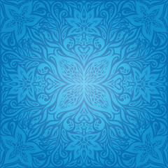 Blue Decorative Flowers,Vintage Wallpaper Background ornate fashion ornate mandala design