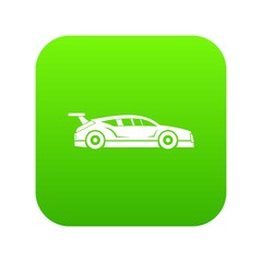 Rally racing car icon digital green for any design isolated on white vector illustration
