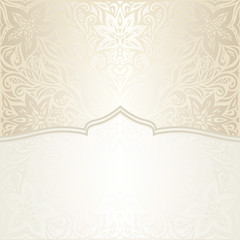 Wedding Floral decorative vintage mandala Background Ecru Bege pale wallpaper pattern design with golden copy space