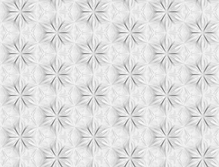 Seamless light texture of three-dimensional elegant flower petals based on hexagonal grid 3D illustration