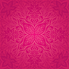 Red Flowers, Gorgeous decorative Floral fashion background wallpaper mandala design